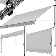 Tectake Upínací markýza s ruční klikou, výškově nastavitelná 400 × 180 cm, světle šedá - Awning