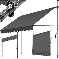 Tectake Clamping awning with hand crank, height adjustable 250 × 180 cm, black/grey - Awning