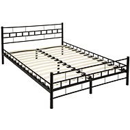 Kovová posteľ dvojlôžková vrátane lamelových roštov – 200 × 140 cm, čierna - Posteľ