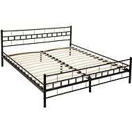Kovová postel dvoulůžková včetně lamelových roštů - 200 × 180 cm,černá - Postel