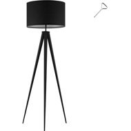 TecTake Floor lamp Lunaris, textile shade, tripod, black - Floor Lamp