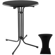 TECTAKE Garden table Eren, folding, with cover, 90 cm, black - Garden Table