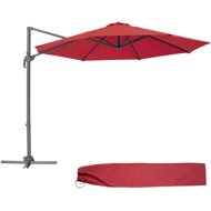 TecTake Cantilever parasol O 300 cm with foot pedal and protective sheet, red - Sun Umbrella