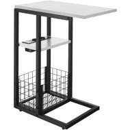 TecTake Rhea, C-shape, with charging station, white - Side Table