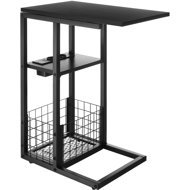 TecTake Rhea, C-shape, with charging station, black - Side Table