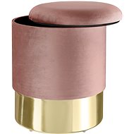 Sarina Upholstered Stool, velvet look with storage space, pink - Ottoman