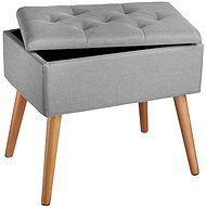 Ranya upholstered bench, linen look with storage, light grey - Ottoman