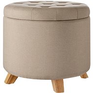 Suna upholstered stool, linen look with storage space, sand - Ottoman