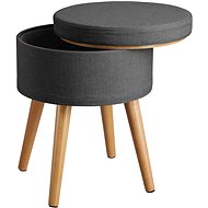Yara upholstered stool, linen look with storage space, dark grey - Ottoman