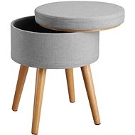 Yara Upholstered Stool, linen look with storage space, light grey - Ottoman