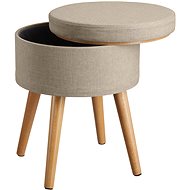Yara Upholstered Stool, linen look with storage space, sand - Ottoman