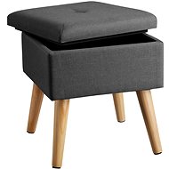 Elva upholstered stool, linen look with storage space, dark grey - Ottoman