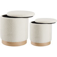 TecTake Set of 2 seating stools Orchide boucle, padded, with storage space - Ottoman