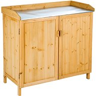 TECTAKE Garden cabinet, wooden, brown 95 × 98 × 48 cm - Garden Storage Cabinet