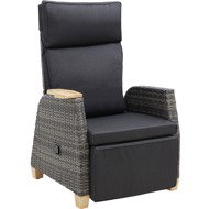 Tectake Rattan armchair Pescara with aluminium frame, adjustable backrest, grey - Garden Armchair
