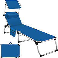 Tectake Recliner Aurelie with aluminium frame, 6 reclining angles, blue - Garden Lounger