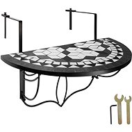 Tectake Folding balcony garden table with mosaic, black/white - Garden Table