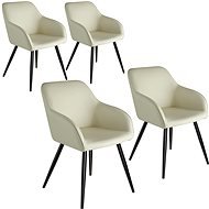 TecTake 4 Židle Marilyn Stoff - krémová/černá - Jídelní židle
