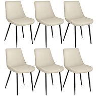 TecTake Sada 6 židlí Monroe v sametovém vzhledu - krémová - Jídelní židle