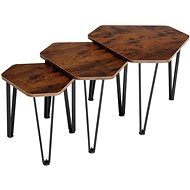 TecTake Odkládací stolek Torquay – set - Industrial tmavé dřevo - Side Table