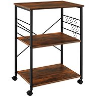 TecTake Rugby Serving Trolley 65,5 × 45,5 × 88,5 cm - Industrial dark wood - Food Serving Trolley