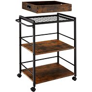 TecTake Servírovací vozík Worcester 65 × 41,5 × 87 cm - Industrial tmavé dřevo - Servírovací stolek