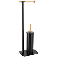 Tendance Metal toilet paper holder with toilet brush MAT, 69,5 × 22 × 16 cm, black - Free Standing Toilet Roll Holder