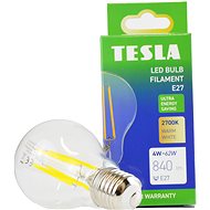 Tesla Filament A class, E27, 4W, 840lm, 2700K warm white, 360deg, clear, 230V, 25 000h - LED Bulb