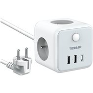 TESSAN Power Strip, 2x A+C (15W), 3x zásuvka, bílá, 2m - Extension Cable