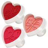 TESCOMA DELÍCIA Cutters with Stamp, 3 pcs, Hearts - Cookie Cutters