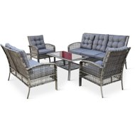 NOELA TERAMO rattan garden furniture set 1 table + 2 armchairs + 2 sofas - Garden Furniture