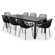 NOELA Garden furniture set VIKING XL/GABY black 1 table + 8 armchairs - Garden Furniture