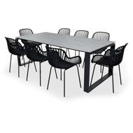 NOELA Garden furniture set STRONG/GABY black 1 table + 8 armchairs - Garden Furniture