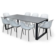 NOELA Garden furniture set STRONG/GABY grey 1 table + 8 armchairs - Garden Furniture