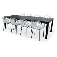 NOELA Garden furniture set GRANDE PASTO XXL/GABY grey 1 table + 8 chairs - Garden Furniture