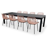 NOELA Garden furniture set GRANDE PASTO XXL/GABY old pink 1 table + 8 chairs - Garden Furniture