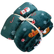 TEXTILOMANIA Christmas microplush blanket SNOWMAN AND THE GINGERBREAD, 200 × 220 cm - Blanket