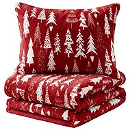 Textilomanie Microplush bedding Christmas trees red 200×220cm - Bed Linen