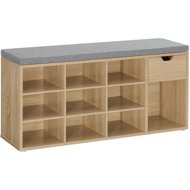 TEXTILOMANIA Weso Sonoma Shoe rack with bench with grey seat and drawer 104 × 30 × 48 cm - Shoe Rack