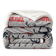 Textilomanie MERRY CHRISTMAS DEER grey micropolar fleece blanket 200 × 220cm - Blanket