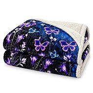 Textilomanie VIOLET BUTTERFLY micro-plush fleece blanket dark blue 200 × 220 cm - Blanket