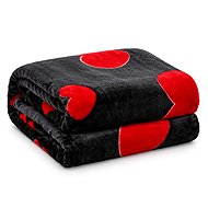 Textilomanie RED HEARTS Black microplush blanket 160 × 200 cm - Blanket