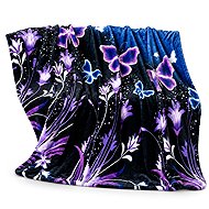 Textilomanie VIOLET BUTTERFLY microplush blanket, dark blue 200×220cm - Blanket