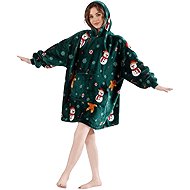 Textilomanie SNOWMAN & GINGERBREAD fleece hoodie blanket with sleeves - green - Wearable Blanket