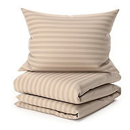 TEXTILOMANIE Jasmine Beige Microfibre Hotel Bed Linen – 2 cm stripes, 140 × 200 cm - Bed Linen
