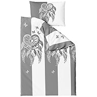 TEXTILOMANIE Tirso microfibre bed linen, grey and white, 140 × 200 cm - Bed Linen