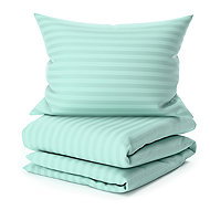 TEXTILOMANIE Jasmine Microfibre Hotel Bed Linen – Menthol, 2 cm stripes, 140 × 200 cm - Bed Linen
