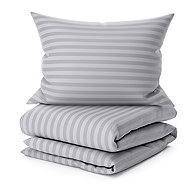TEXTILOMANIE Jasmine Light Grey Microfibre Hotel Bed Linen – 2 cm stripes, 140 × 200 cm - Bed Linen