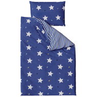 TEXTILOMANIA Cotton bed linen WHITE STARS blue - Bed Linen