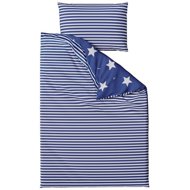 TEXTILOMANIA Cotton bed linen WHITE STRIPES blue - Bed Linen